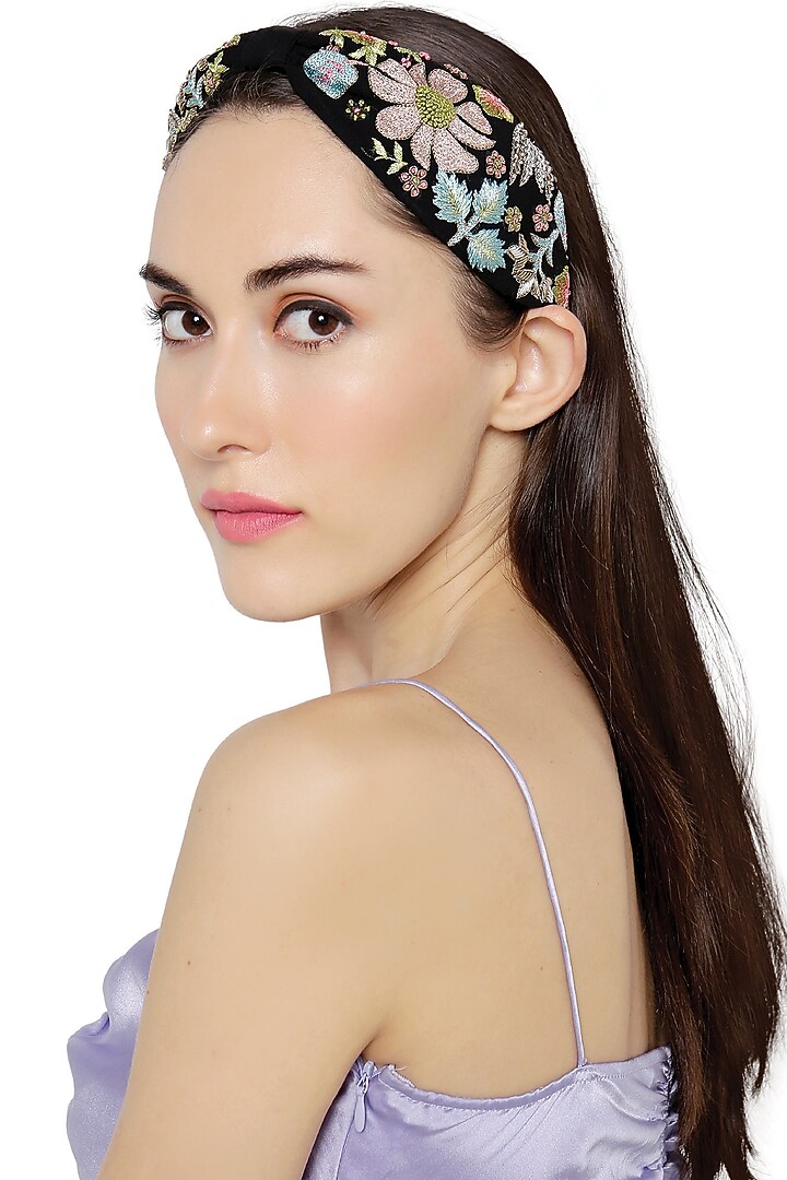 Black Thread Embroidered Headband by Joey & Pooh at Pernia's Pop Up Shop