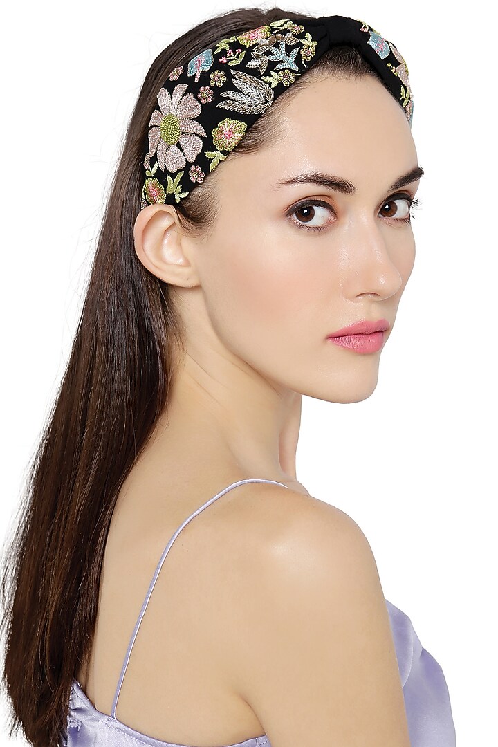 Black Thread Embroidered Headband by Joey & Pooh at Pernia's Pop Up Shop