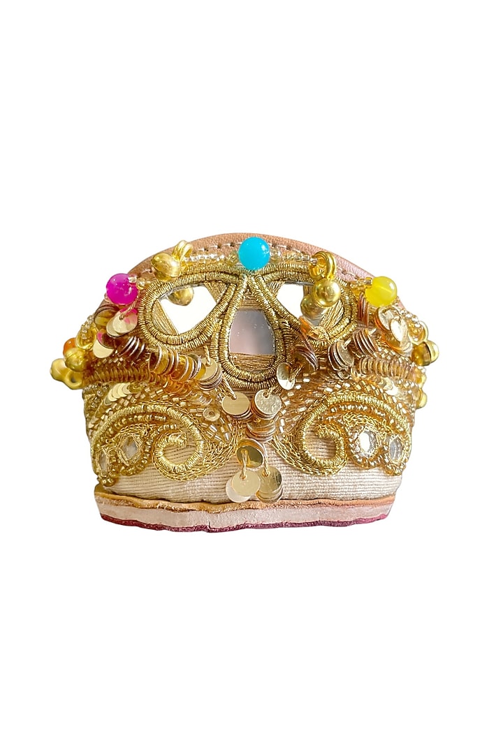 Gold Silk Sequins & Thread Embroidered Handcrafted Juttis by Juliet Rose at Pernia's Pop Up Shop
