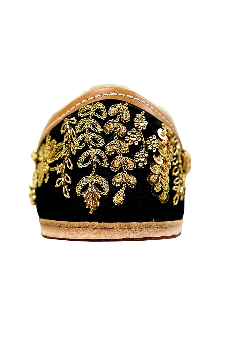Black Velvet Beads Embellished Handcrafted Juttis by Juliet Rose at Pernia's Pop Up Shop