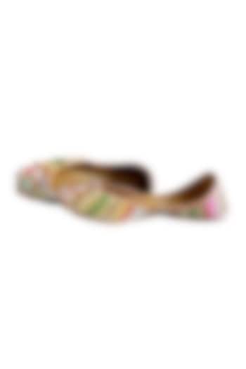 Multi-Colored Silk Sequins Embroidered Handcrafted Juttis by Juliet Rose at Pernia's Pop Up Shop