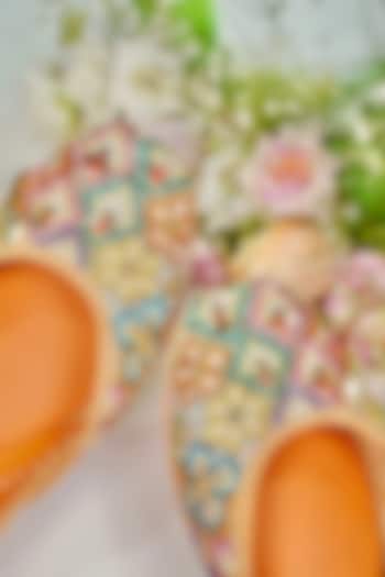 Multi-Colored Silk Sequins Embroidered Handcrafted Juttis by Juliet Rose at Pernia's Pop Up Shop
