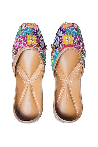 Multi-Colored Upcycled Patchwork Sequins Embellished Handcrafted Juttis by Juliet Rose