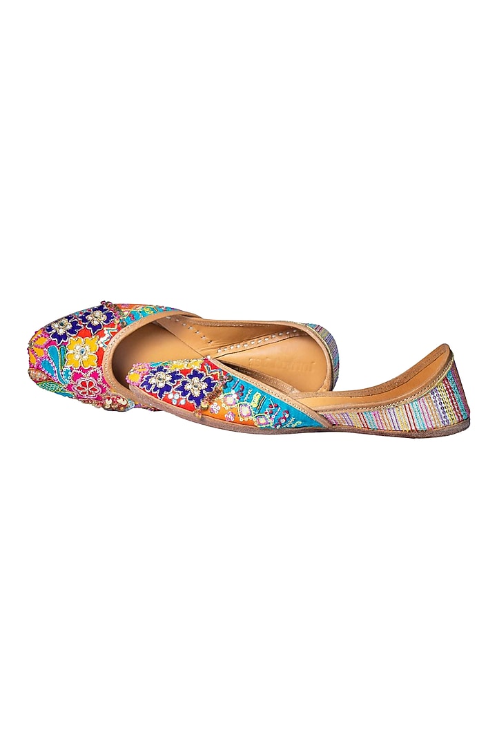 Multi-Colored Upcycled Patchwork Sequins Embellished Handcrafted Juttis by Juliet Rose at Pernia's Pop Up Shop