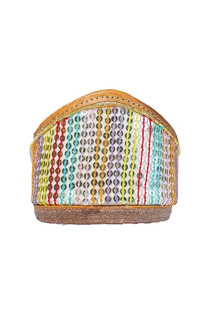 Multi-Colored Upcycled Patchwork Sequins Embellished Handcrafted Juttis by Juliet Rose at Pernia's Pop Up Shop