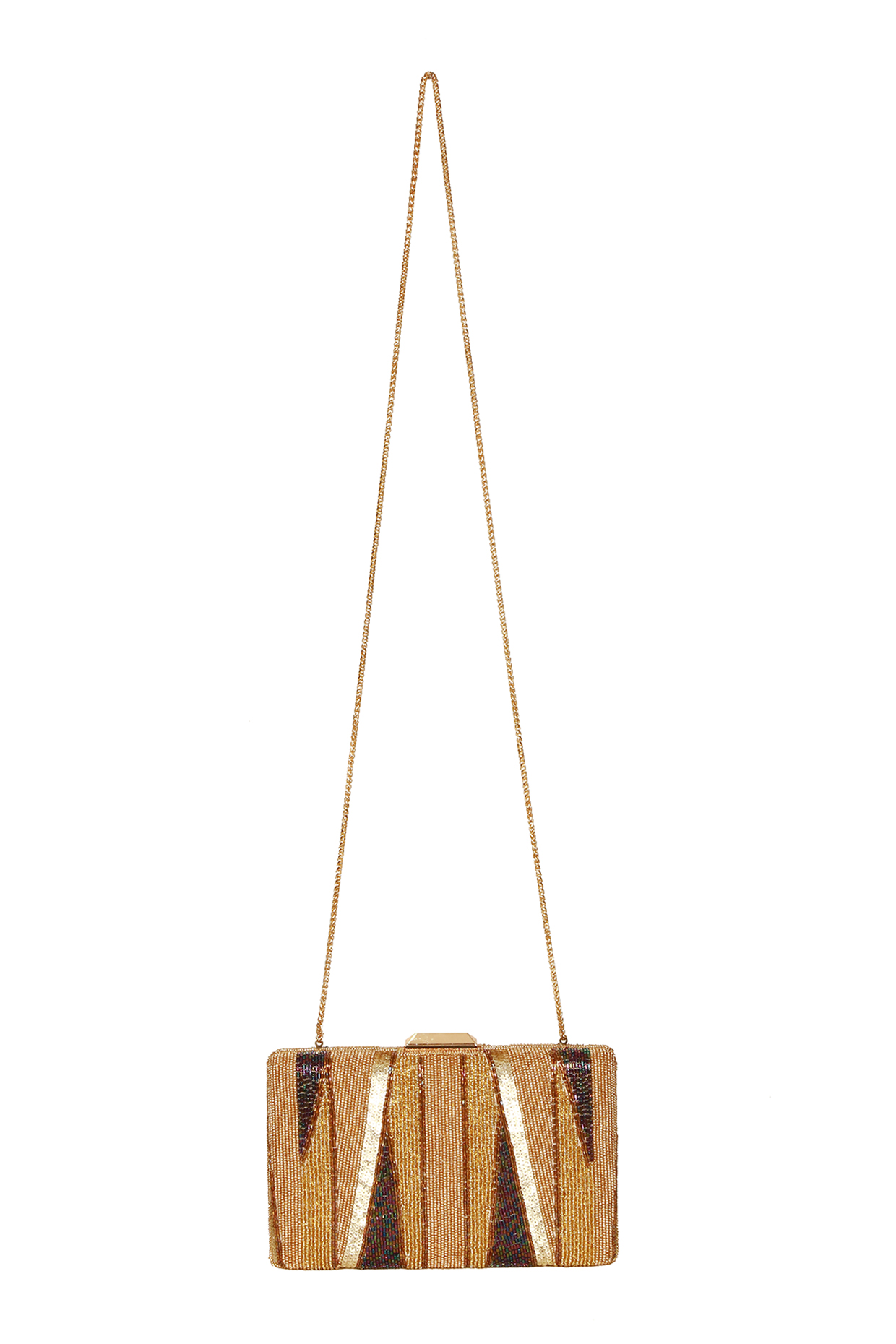 Multi-Colored Polyester Embroidered Box Clutch by Jasbir Gill at Pernia's Pop Up Shop