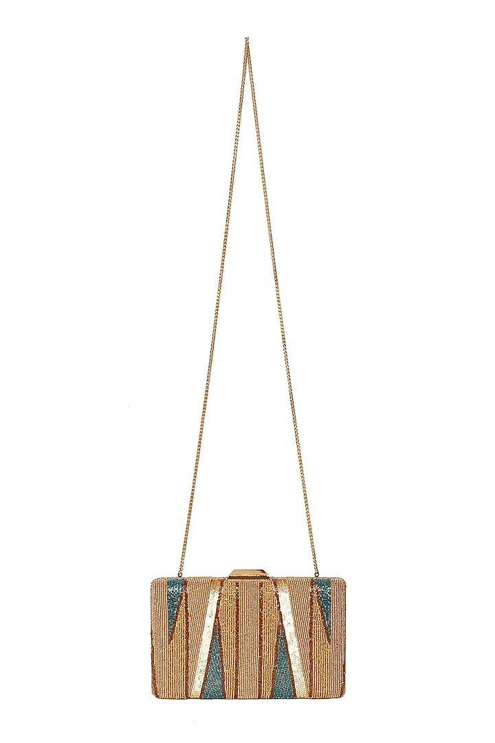 Multi-Colored Polyester Embroidered Box Clutch by Jasbir Gill at Pernia's Pop Up Shop