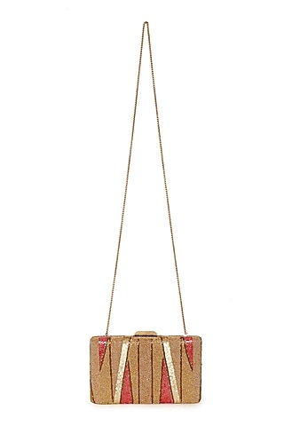 Multi-Colored Polyester Embroidered Box Clutch by Jasbir Gill