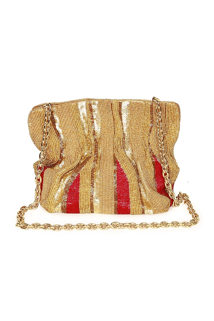Multi-Colored Polyester Embroidered Square Potli by Jasbir Gill at Pernia's Pop Up Shop
