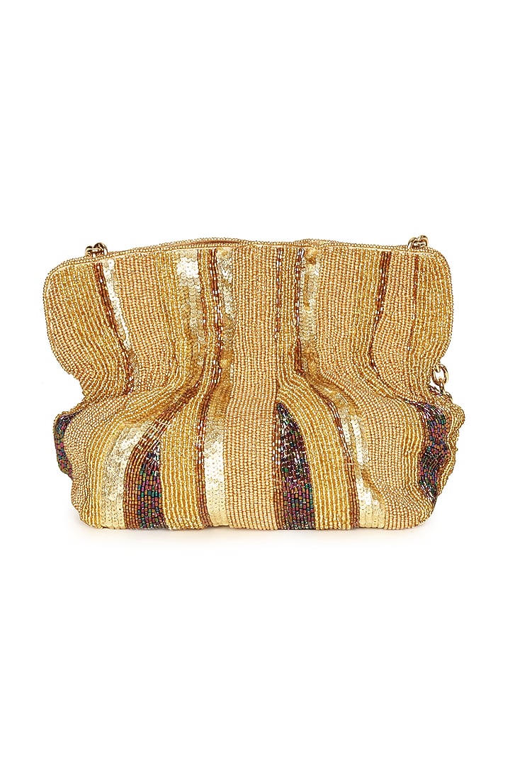 Multi-Colored Polyester Embroidered Square Potli by Jasbir Gill at Pernia's Pop Up Shop