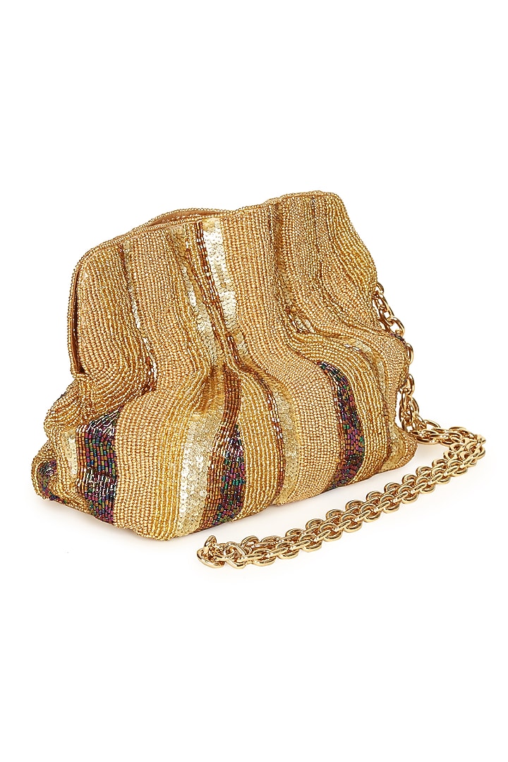 Multi-Colored Polyester Embroidered Square Potli by Jasbir Gill at Pernia's Pop Up Shop