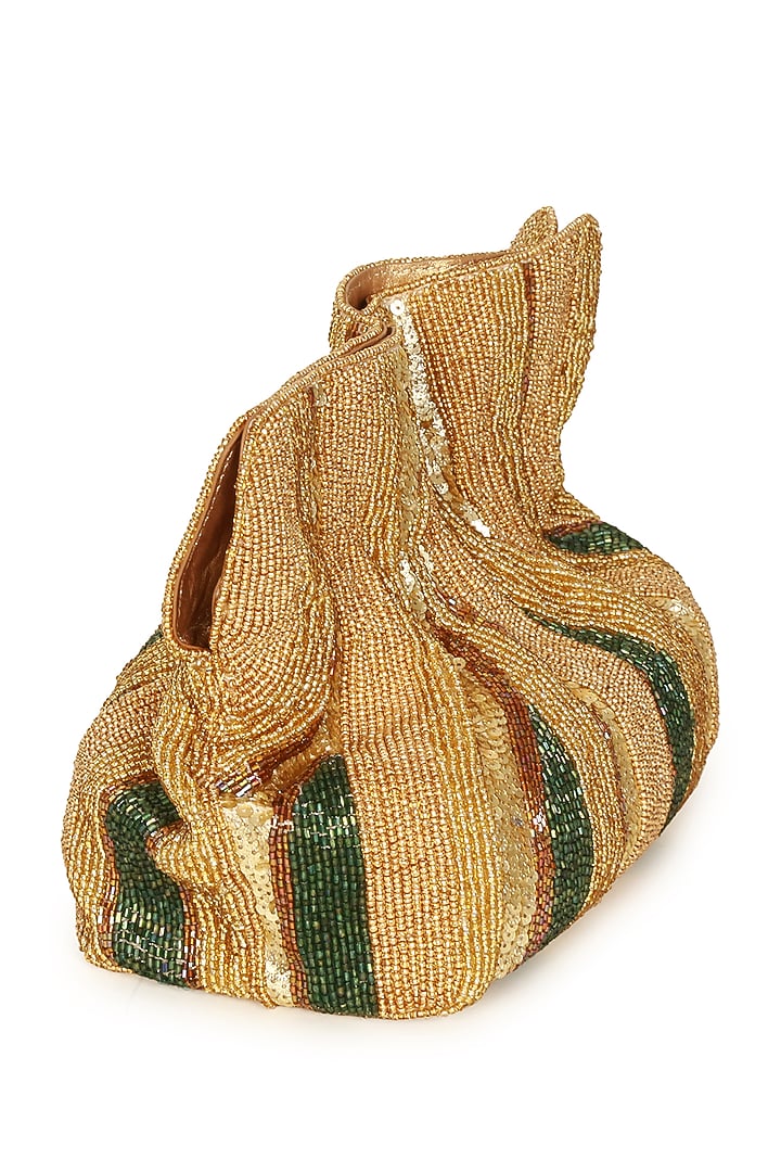 Multi-Colored Polyester Embroidered Square Potli by Jasbir Gill at Pernia's Pop Up Shop