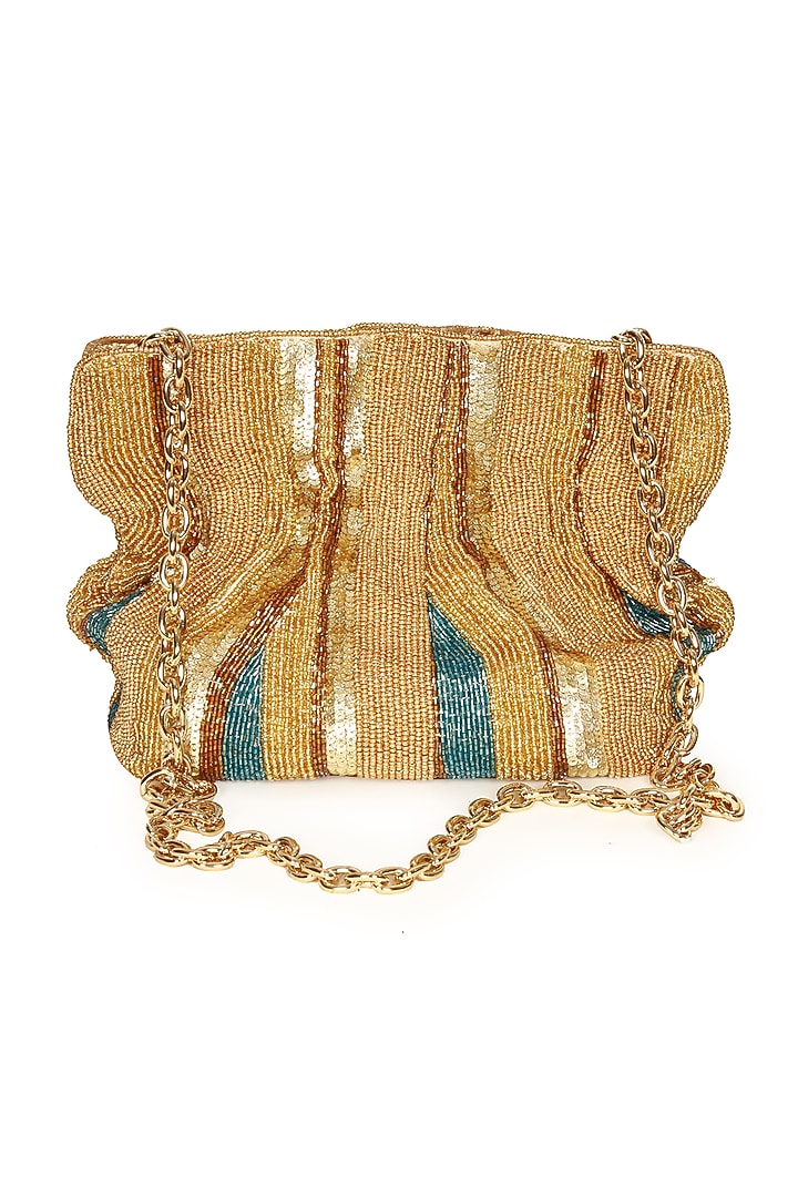 Multi-Colored Polyester Embroidered Square Potli by Jasbir Gill at Pernia's Pop Up Shop