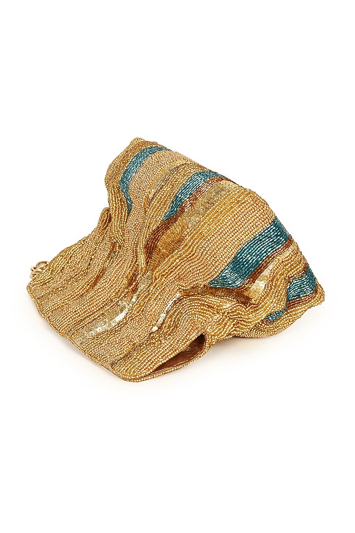 Multi-Colored Polyester Embroidered Square Potli by Jasbir Gill at Pernia's Pop Up Shop