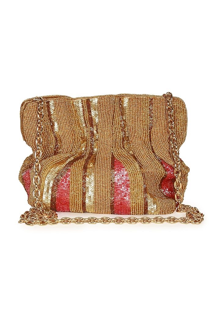 Multi-Colored Polyester Embroidered Square Potli by Jasbir Gill at Pernia's Pop Up Shop