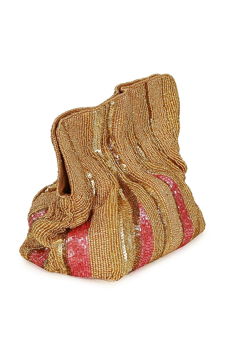Multi-Colored Polyester Embroidered Square Potli by Jasbir Gill at Pernia's Pop Up Shop