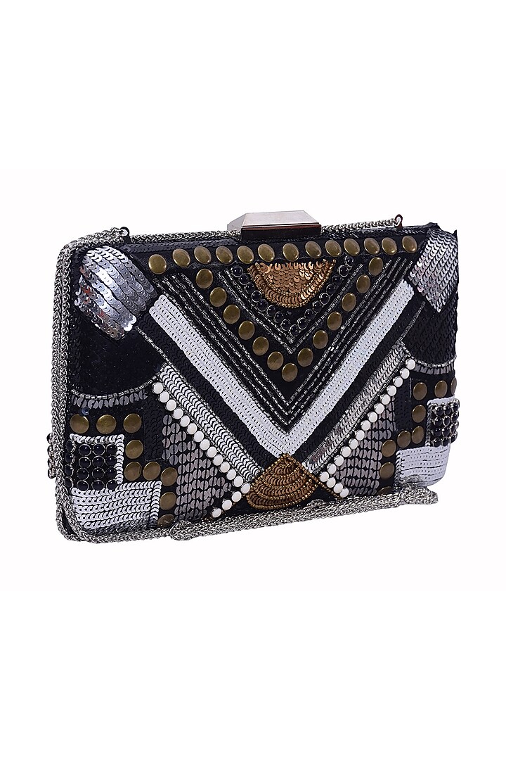 Multi-Colored Polyester Embellished Box Clutch by Jasbir Gill at Pernia's Pop Up Shop