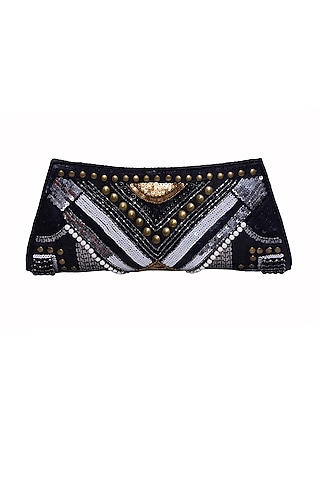 Multi-Colored Polyester Embellished Clutch by Jasbir Gill