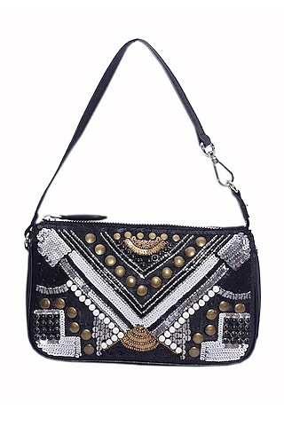 Multi-Colored Polyester Embellished Shoulder Bag by Jasbir Gill
