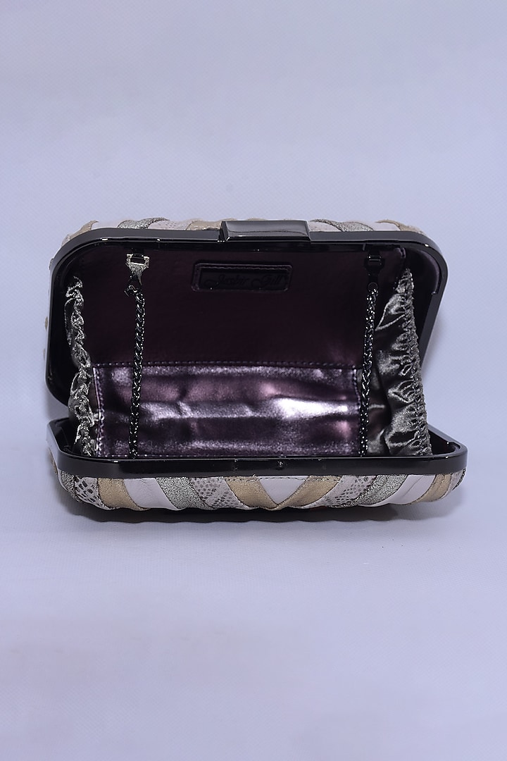Multi-Colored Genuine Leather Chevron Box Clutch by Jasbir Gill at Pernia's Pop Up Shop