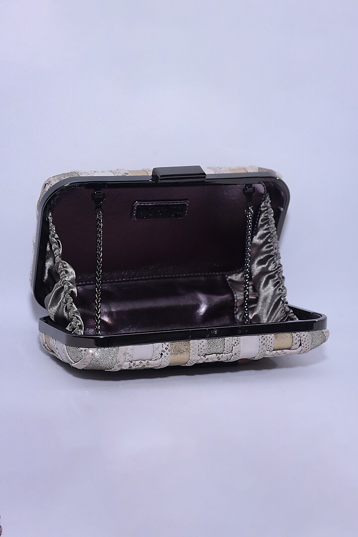 Multi-Colored Genuine Leather Chevron Box Clutch by Jasbir Gill at Pernia's Pop Up Shop