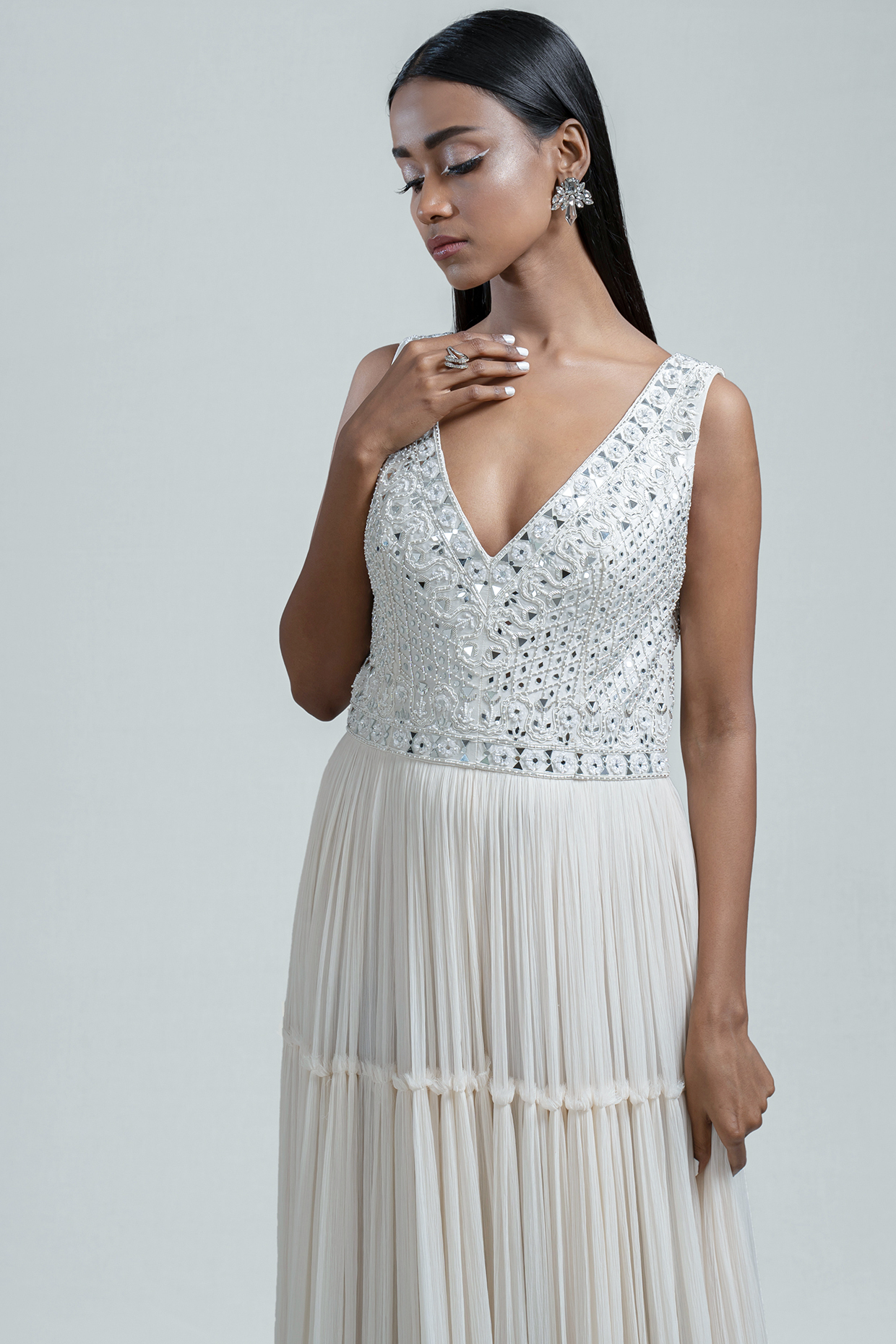 tiered embroidered dress