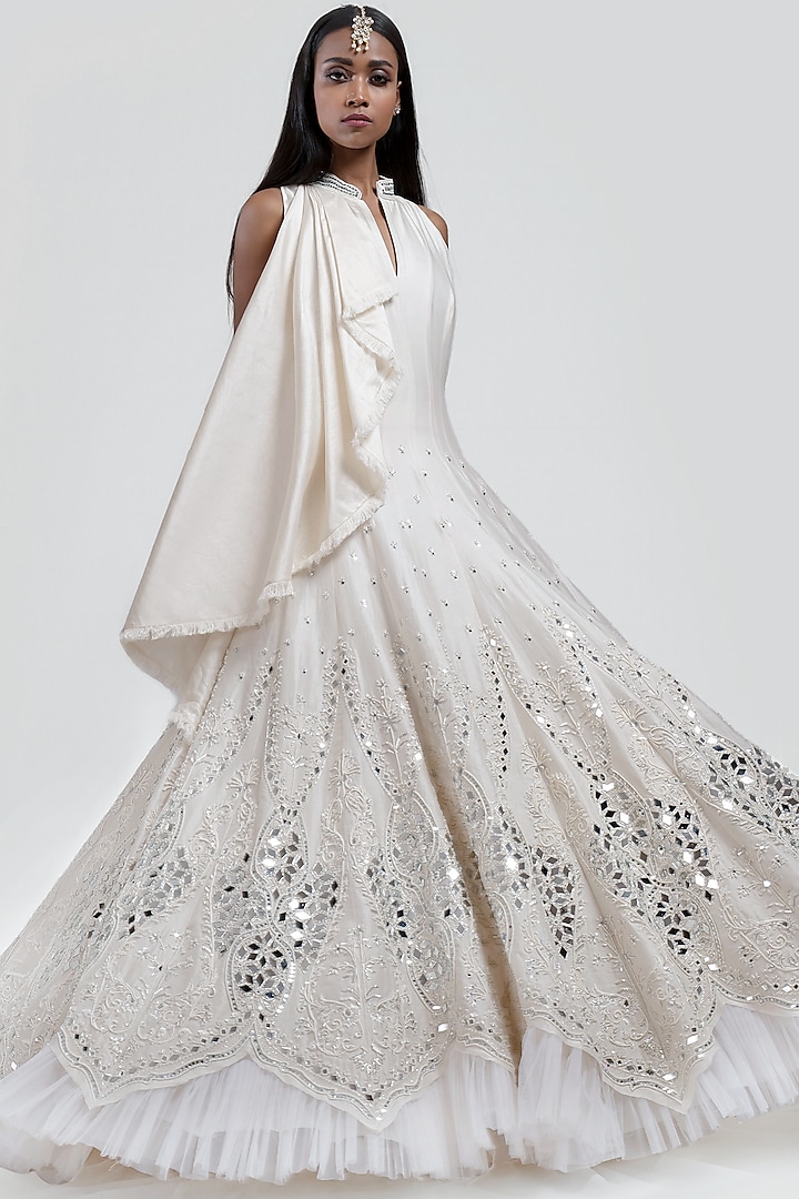White Embroidered Anarkali by Jyoti Sachdev Iyer at Pernia's Pop Up Shop
