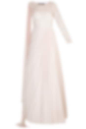 Nude Embellished Draped Gown by Jyoti Sachdev Iyer