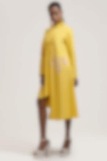 Yellow Thread Embroidered Dress by Jyoti Sachdev Iyer