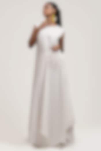 White Draped & Embroidered Dress by Jyoti Sachdev Iyer