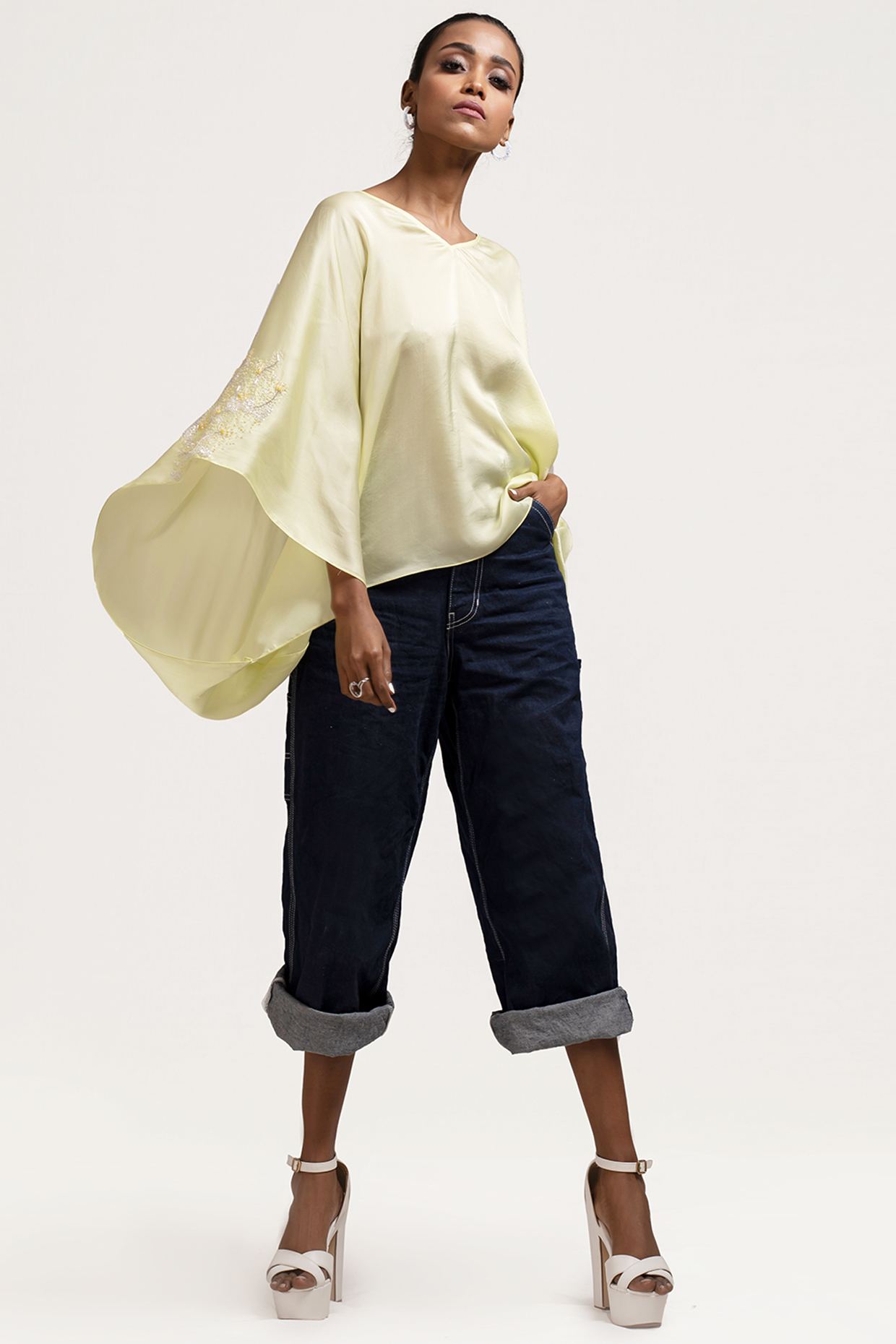 Lime Green Embroidered Top by Jyoti Sachdev Iyer at Pernia's Pop Up Shop