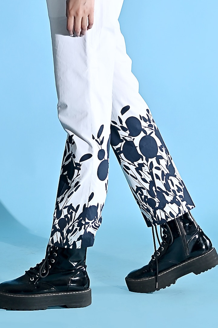 White Bamboo Printed Jacket Set by Jyoti Sachdev Iyer at Pernia's Pop Up Shop