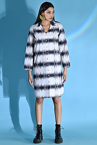 White Cotton Printed Dress by Jyoti Sachdev Iyer