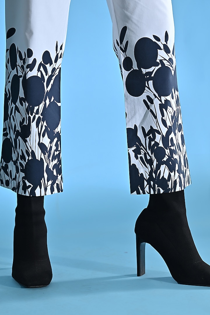 White Bamboo Printed Jacket Set by Jyoti Sachdev Iyer at Pernia's Pop Up Shop