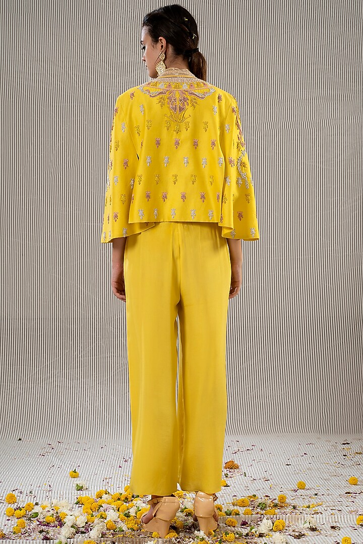 Yellow Sequins Embroidered Jumpsuit by Jyoti Sachdev Iyer at Pernia's Pop Up Shop