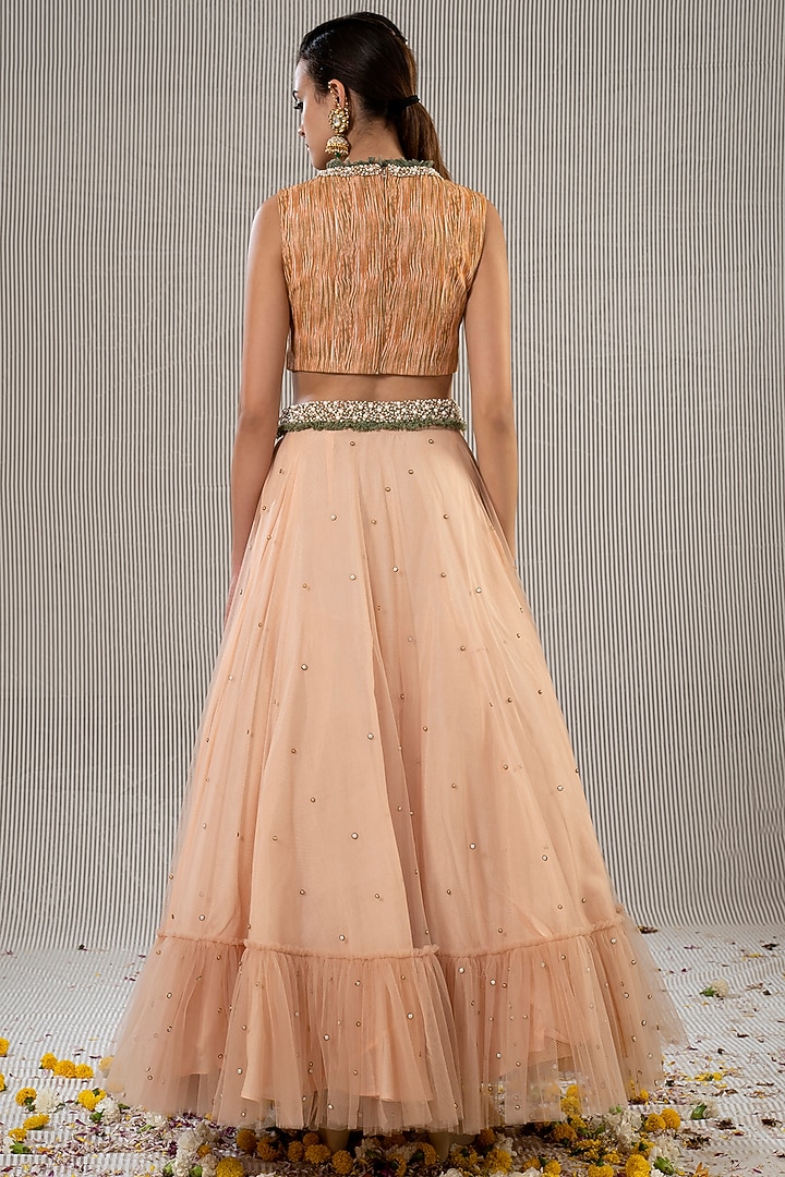 Peach Flared Skirt Set by Jyoti Sachdev Iyer at Pernia's Pop Up Shop
