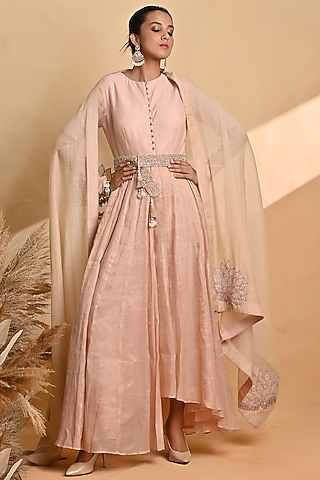Blush Embroidered Anarkali Set by Jyoti Sachdev Iyer