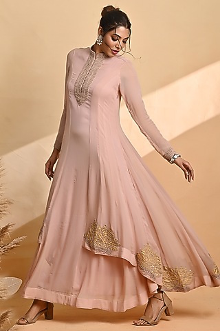 Blush Georgette Embroidered Anarkali by Jyoti Sachdev Iyer