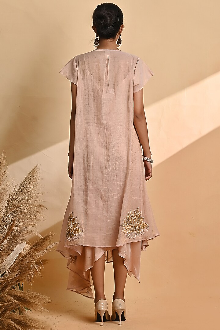 Blush Embellished Draped Vacation Dress by Jyoti Sachdev Iyer at Pernia's Pop Up Shop