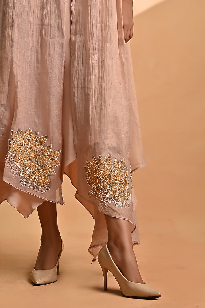 Blush Embellished Draped Vacation Dress by Jyoti Sachdev Iyer at Pernia's Pop Up Shop