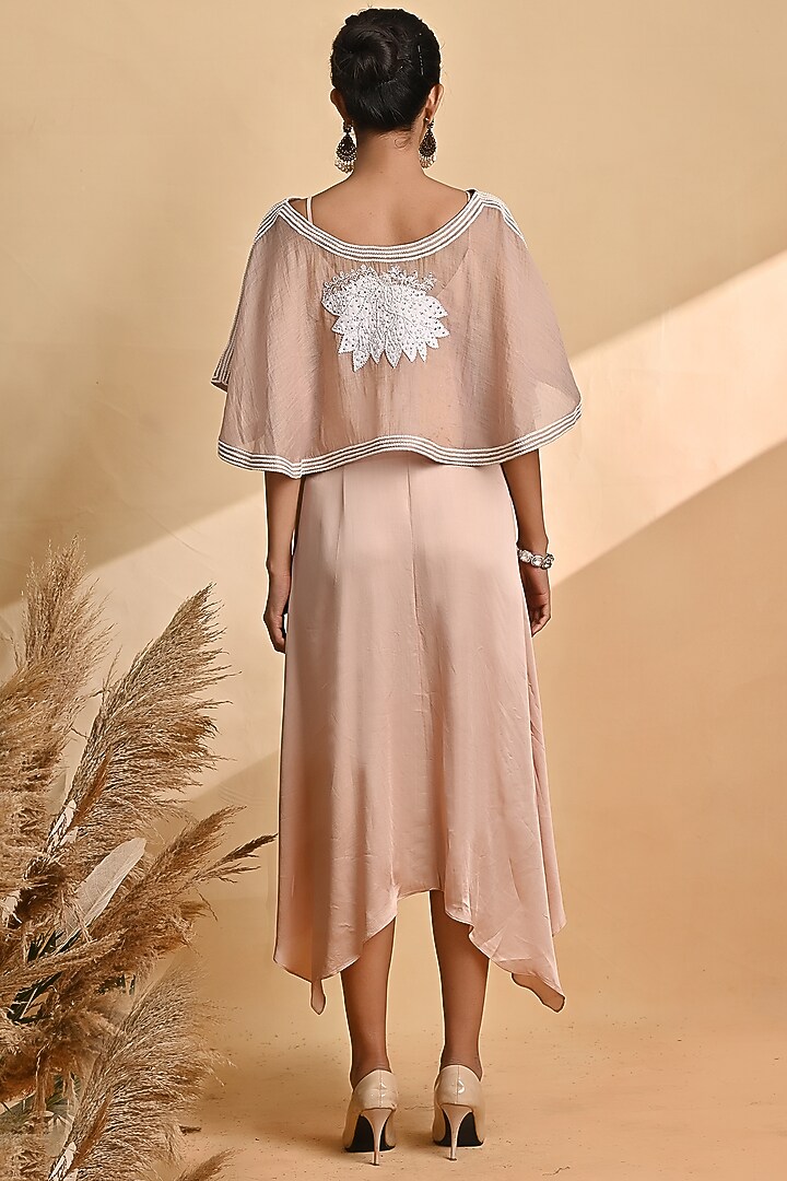 Blush Embroidered Draped Vacation Dress by Jyoti Sachdev Iyer at Pernia's Pop Up Shop