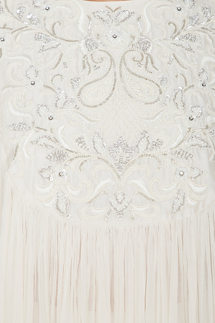 White Embroidered Flared Top by Jyoti Sachdev Iyer at Pernia's Pop Up Shop
