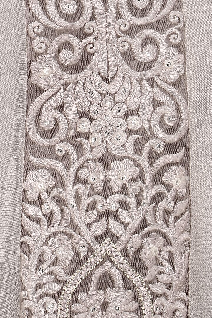 Grey embroidered chikankari angrakha anarkali set available only at Pernia's Pop Up Shop.