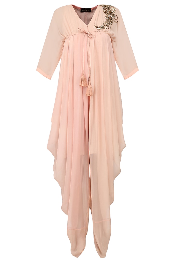 Blush Pink Embroidered Cowled Jumpsuit by Jyoti Sachdev Iyer