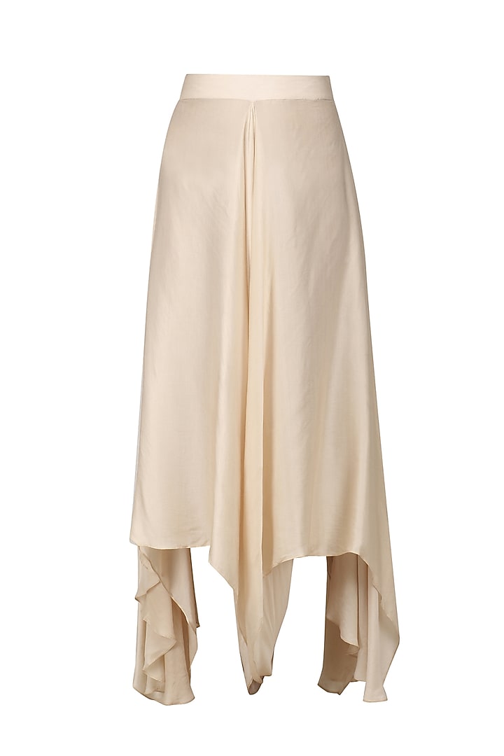 Blush pink embroidered drape tunic with ivory flared pants available only at Pernia's Pop Up Shop.
