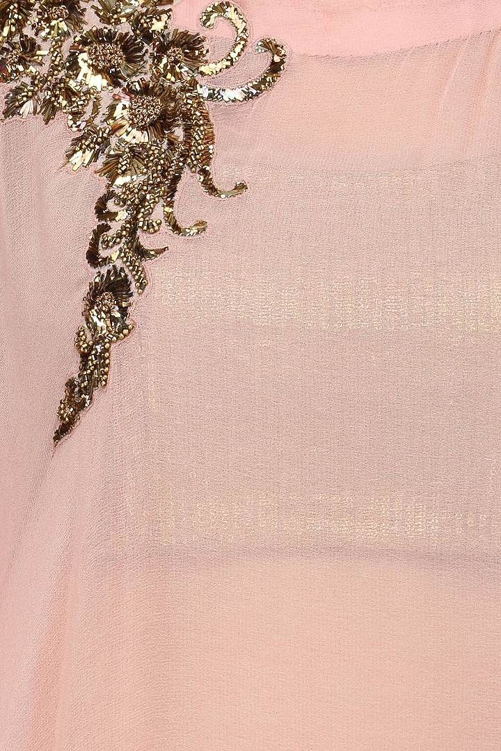 Blush pink embroidered drape tunic with ivory flared pants available only at Pernia's Pop Up Shop.