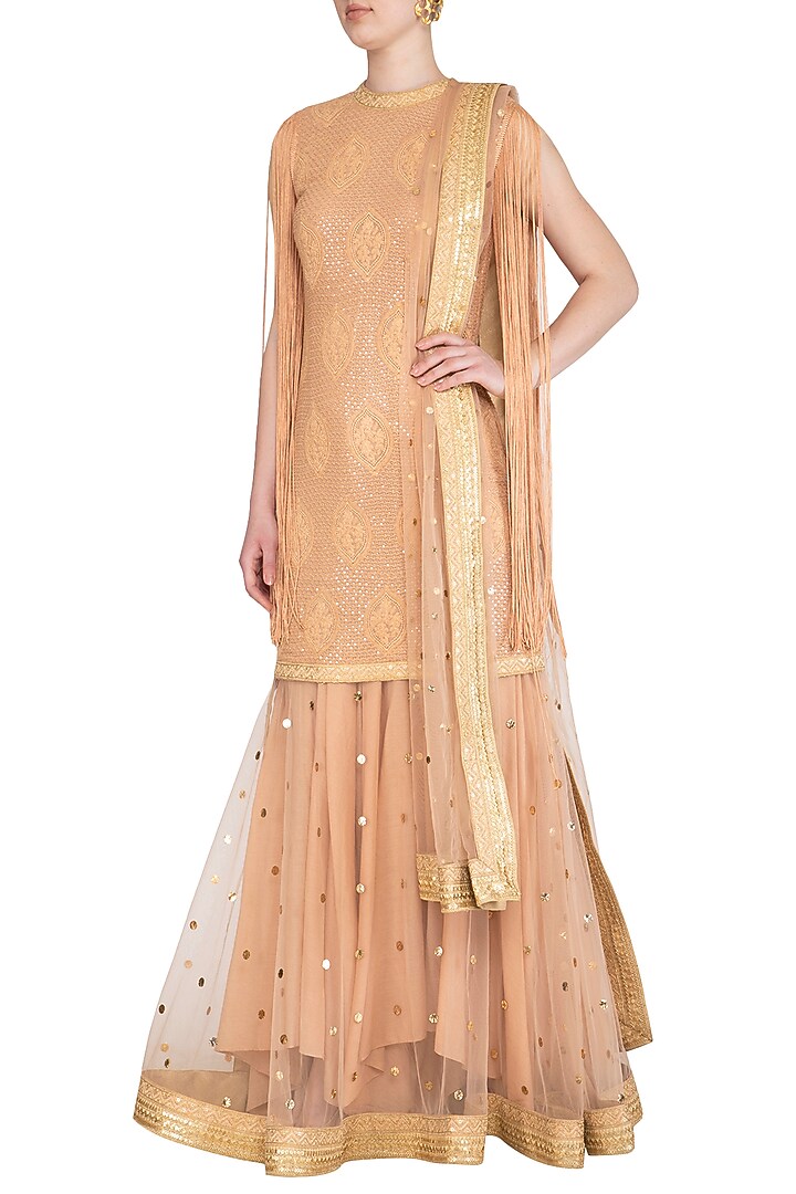 Blush Pink Embellished Lucknowi Wedding Anarkali Set by Jyoti Sachdev Iyer at Pernia's Pop Up Shop