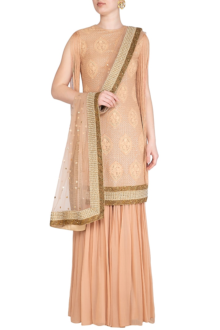 Blush Pink Lucknowi Gharara Set by Jyoti Sachdev Iyer at Pernia's Pop Up Shop