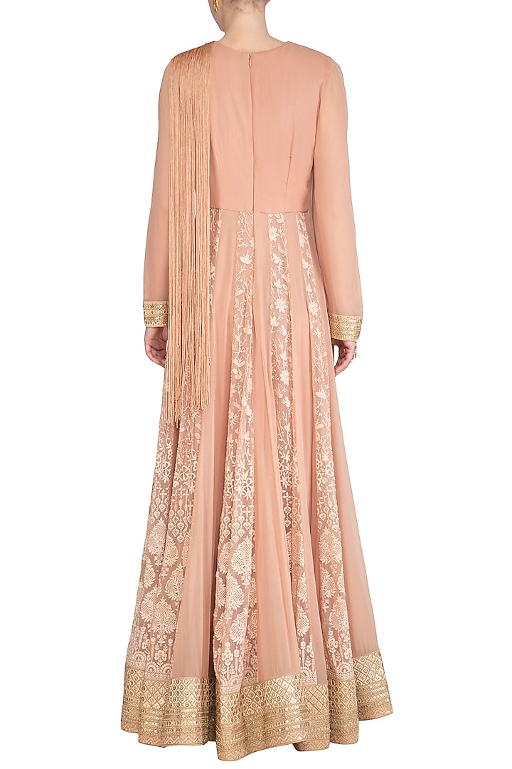 Blush Pink Angrakha Lucknowi Kurta With Skirt by Jyoti Sachdev Iyer at Pernia's Pop Up Shop