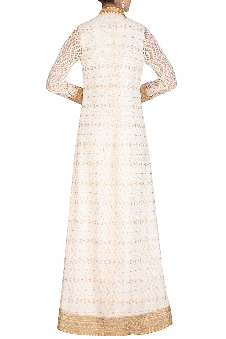 Ivory & White Lucknowi Jacket With Kurta by Jyoti Sachdev Iyer at Pernia's Pop Up Shop